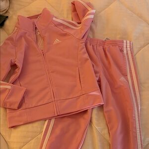 Adidas Pink and White Athletic Tracksuit
